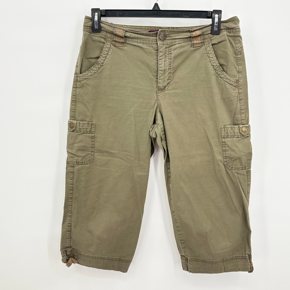 Gloria Vanderbilt Corey Capri Pants Womens 10 Olive Green Cargo Stretch D42105